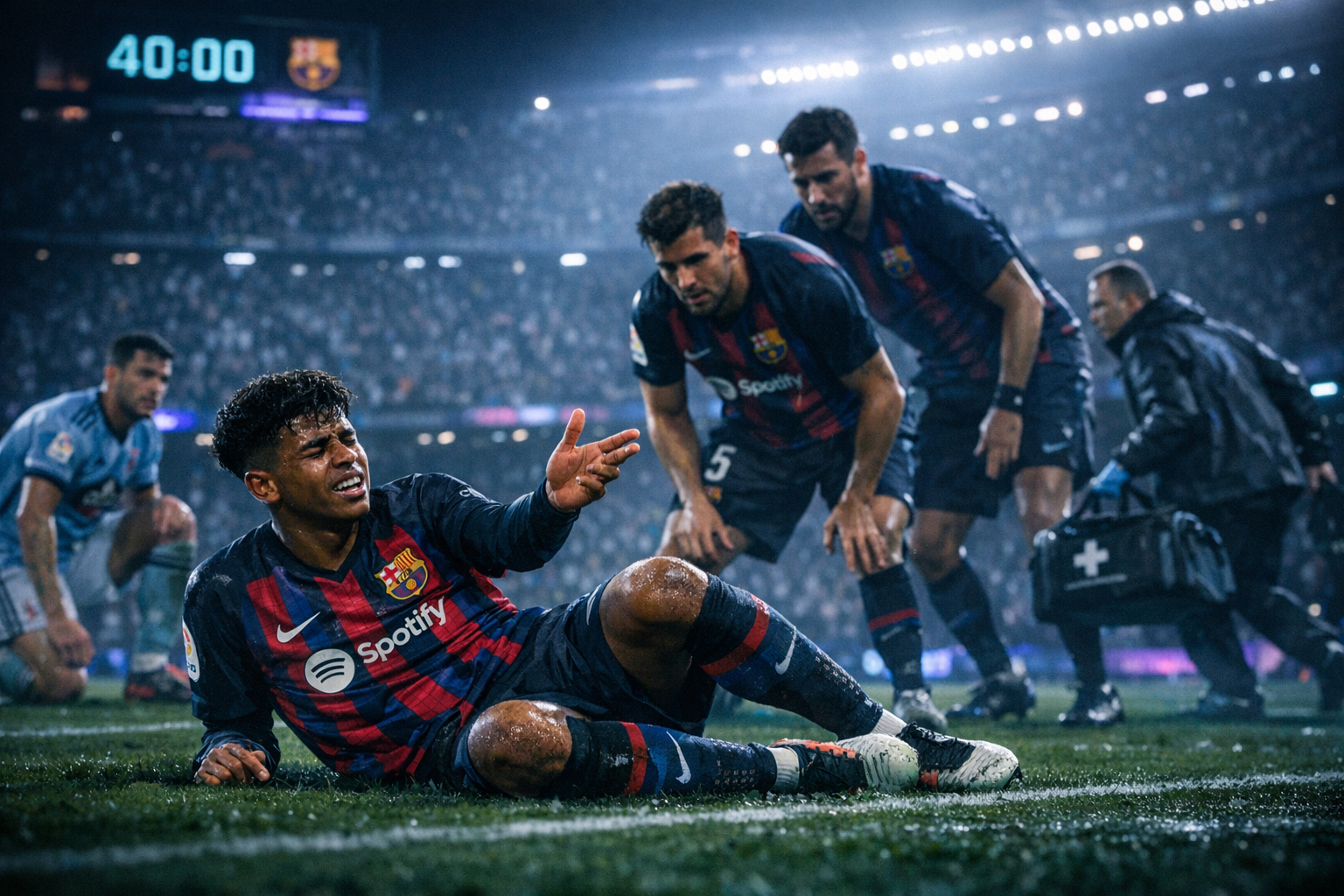 Lamine Yamal Collides with Defender, Signals Injury After Penalty Conversion